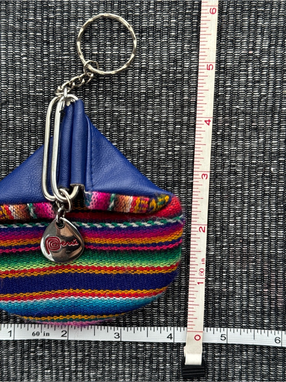 Souvenir ‘Peru’ Charm Coin Pouch Keychain Woven Textile - Picture 12 of 14